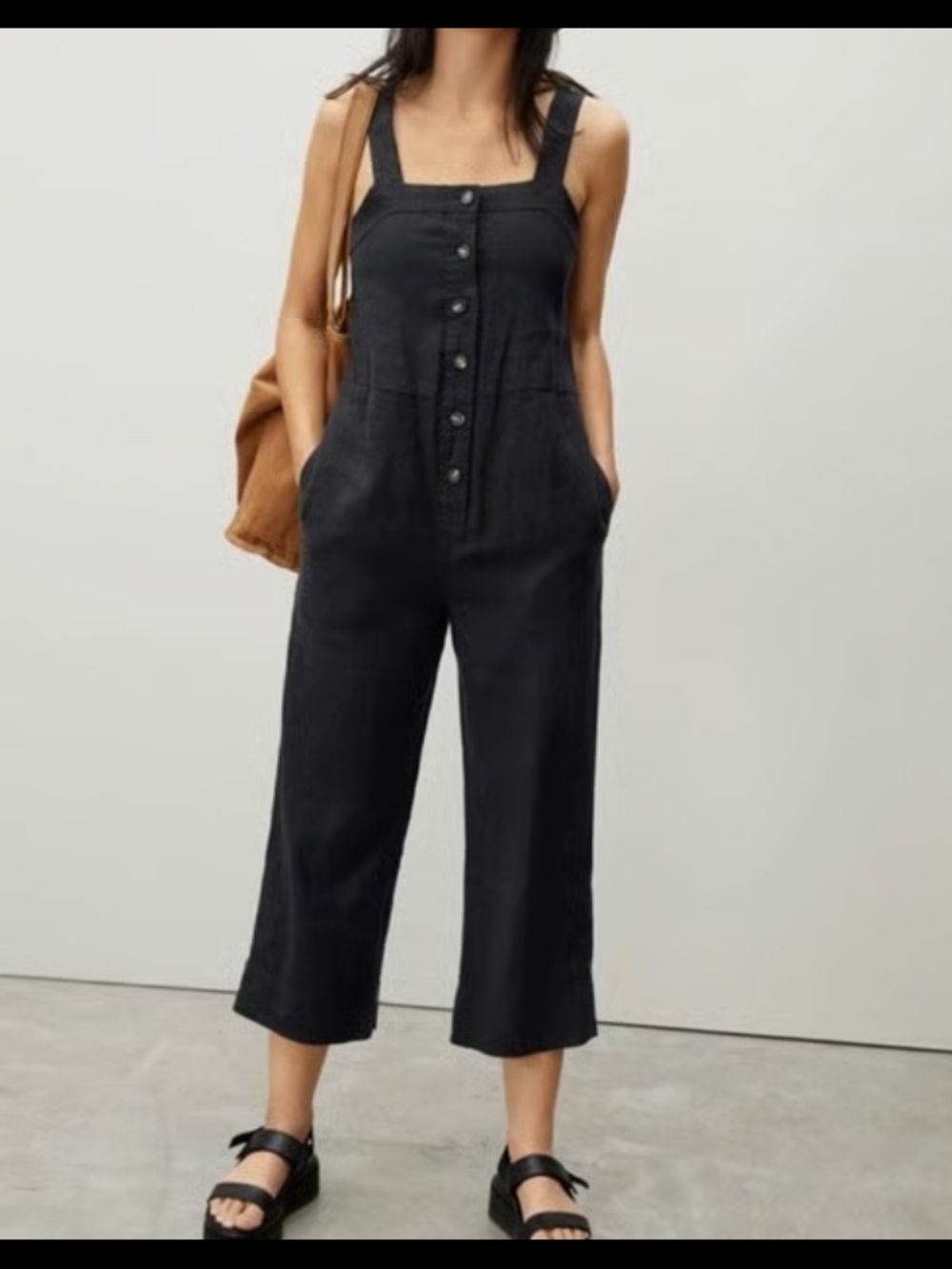 Everlane black 100% linen jumpsuit